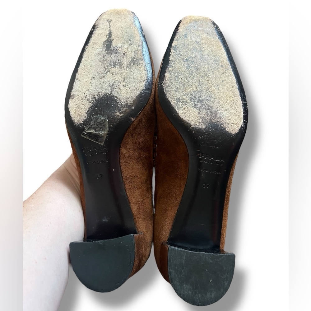 Prada Brown Heeled Loafers - Picture 8 of 10